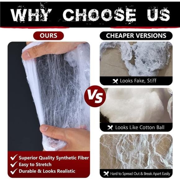 1400 sqft Halloween Spider Webs Decorations with 150 Extra Fake Spiders - Picture 3 of 6